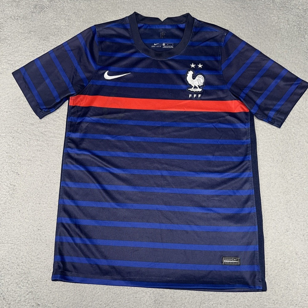Nike 2020-21 France National Team Jersey Men's M Blue Striped Dri-Fit 518730-703